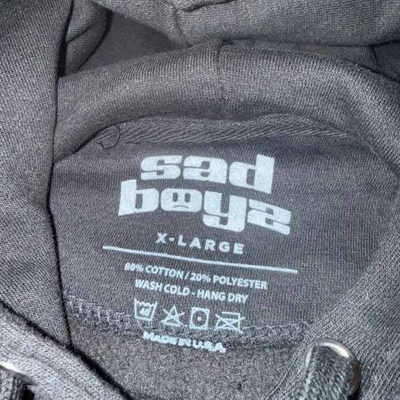 Brand new Sad Boyz Star Eyes Smiley streetwear black hoodie - Picture 2 of 2